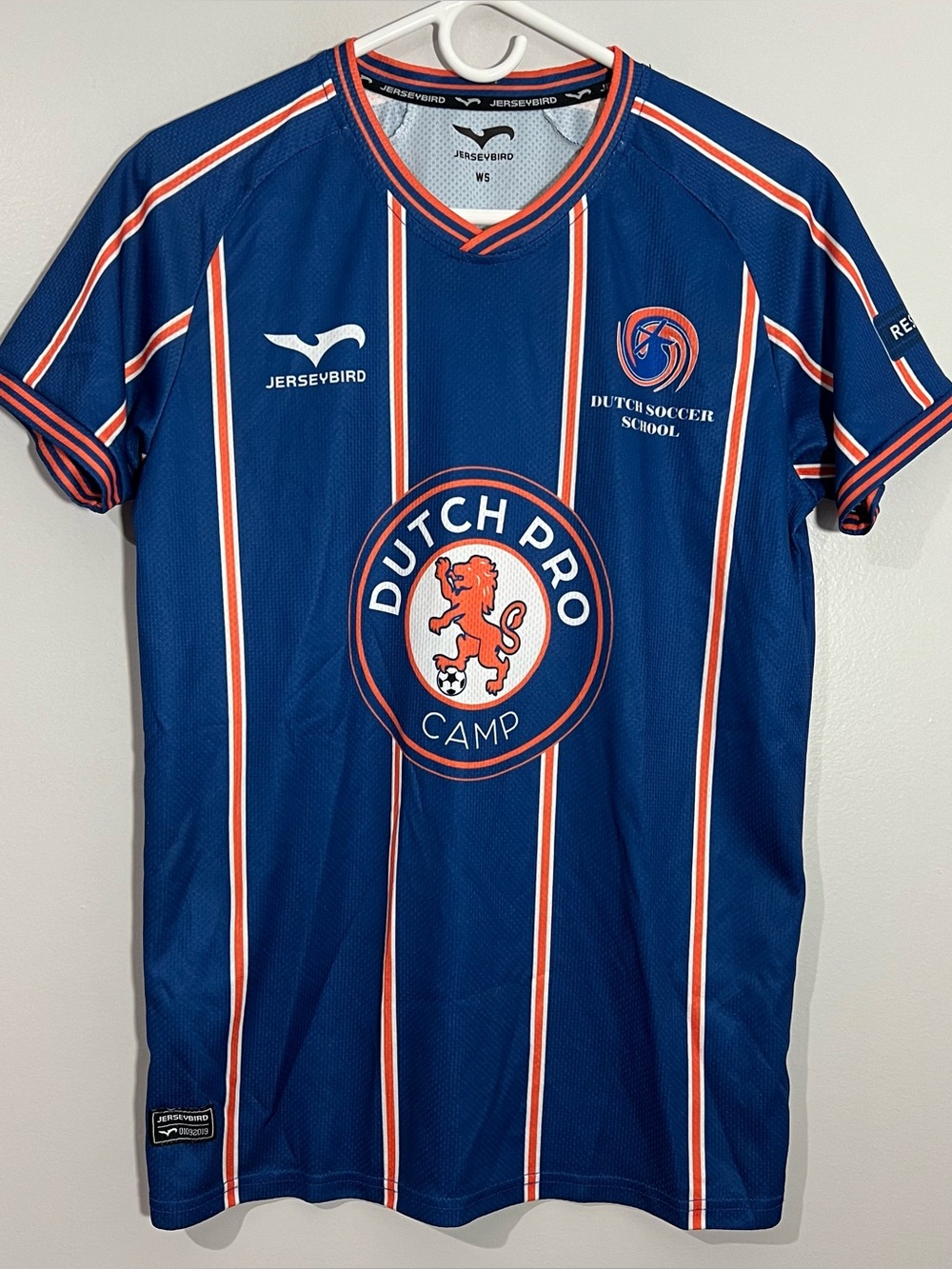 Jerseybird Dutch Pro Camp Soccer School Blue Orange Soccer Jersey Mens Small